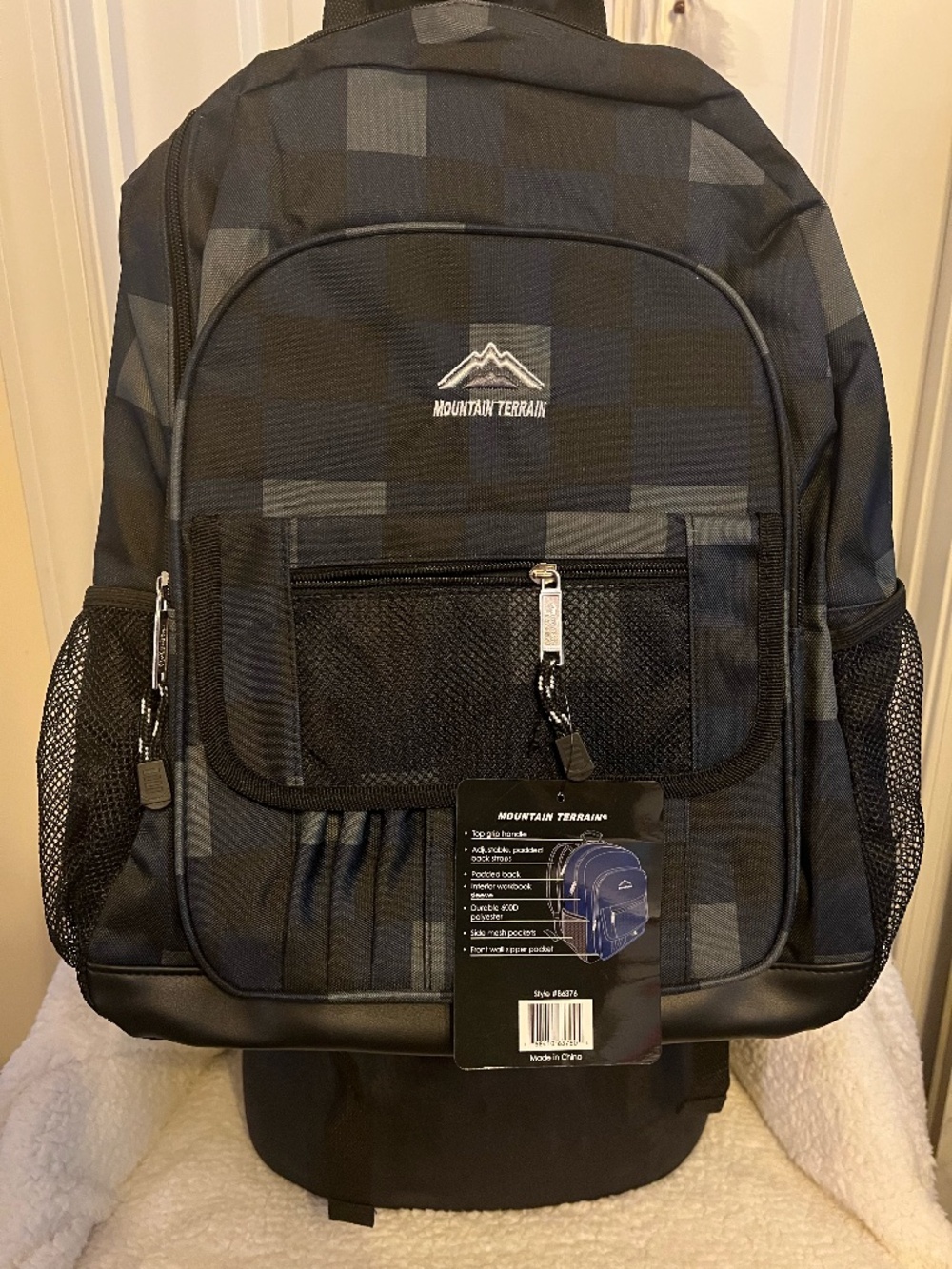 Mountain Terrain Backpack in Blue & Black School Carrying Bag Boys.
